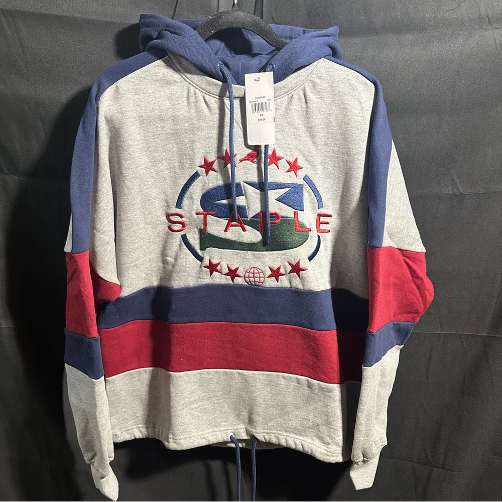 Staple Gray and Blue Color-Blocked Hoodie oversized Xs fits like small/medium